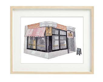 Salt & Straw San Francisco Watercolor Print, Storefront Illustration