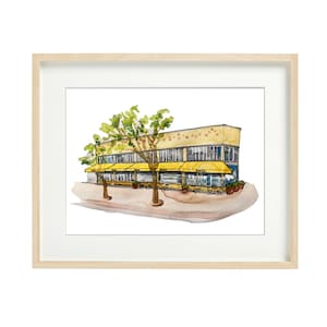 Zuni Cafe - San Francisco, Market, Oysters, Watercolor Prints, SF drawing, wall art, Facades, storefronts, illustration, Restaurant