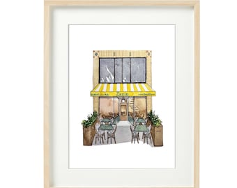 Zazie San Francisco Watercolor Print: Facade Illustration, SF Wall Art