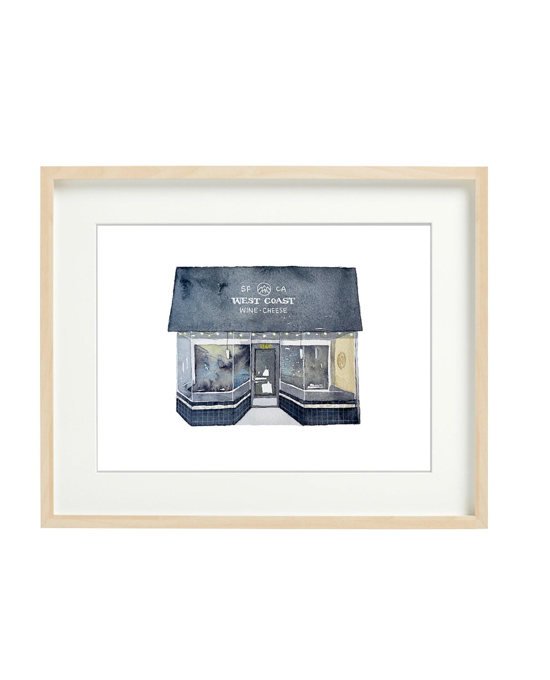 West Coast Wine San Francisco, Watercolor Prints, SF Drawing, Wall Art, Facades, Storefronts