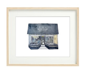 San Francisco Wine Bar Watercolor Print: West Coast Decor