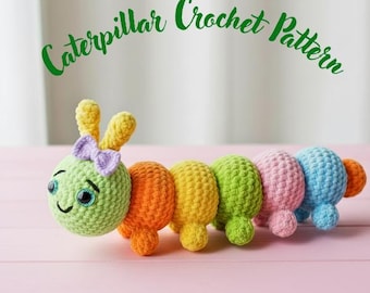 Amigurumi Caterpillar Crochet Pattern, Cute Plush Toy PDF, Easy Chenille Yarn Caterpillar, DIY Gift Pattern, Digital Download