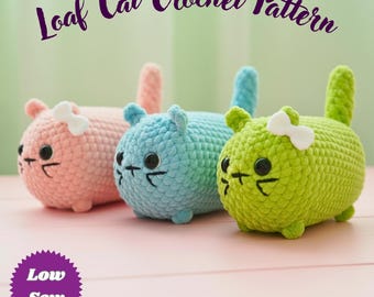Cute Loaf Cat Crochet Pattern PDF | Low Sew Plush Cat Amigurumi | Easy Beginner Friendly Digital Pattern | Plush Yarn Digital Tutorial