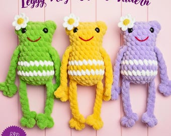 Leggy Frog Crochet Pattern PDF, Amigurumi Frog Plush, Cute Long Leg Frog Toy, Easy Beginner Friendly Crochet, DIY Gift, Digital Download