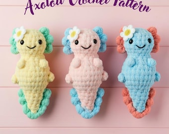 No-Sew Axolotl Crochet Pattern PDF | Cute Amigurumi Axolotl Plush | Beginner Friendly Low Sew Sea Animal Crochet Pattern | Baby Axolotl Toy