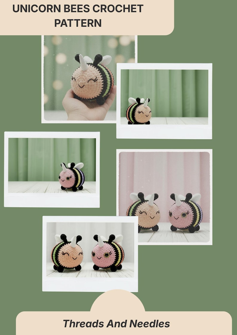 Crochet Bumble Bee Pattern PDF 2 in 1, Unicorn Bee Amigurumi, Rainbow ...