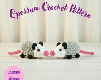 Crochet Opossum Pattern PDF, Easy Plush Amigurumi Possum Crochet Pattern, Cute Kawaii Stuffed Animal Digital Download, Beginner Crochet Toy