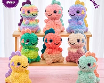 Dinosaurier Häkelanleitung, süßes Amigurumi Dino Plüschtier, Baby Dinosaurier Häkelfigur, anfängerfreundliches digitales Muster, DIY Geschenk