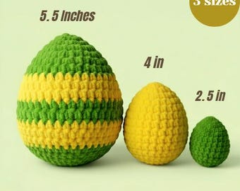 Easy Easter Eggs Crochet Patterns 3 in 1,  Crochet Easter Spring decoration Bundle PDF, 3 sizes pattern egg, Beginner Friendly Amigurumi DIY