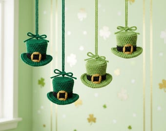 Crochet St Patrick's Day Crochet Mini Hat Pattern: Amigurumi Ornament (English Pattern), Easy Mini Leprechaun Hat crochet pattern decor DIY