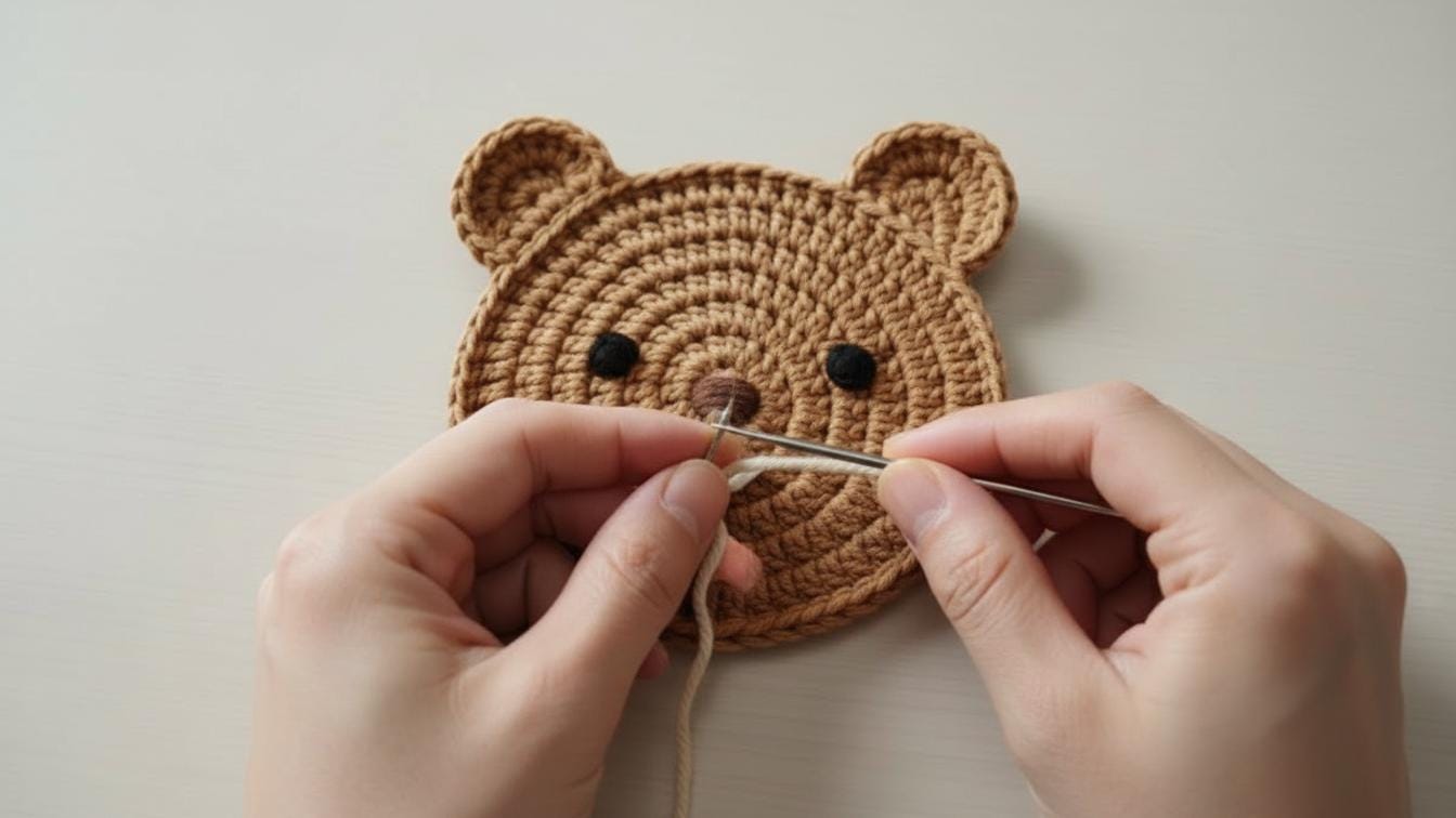 Bear Face Crochet Coaster Pattern, Beginner Friendly Crochet PDF ...