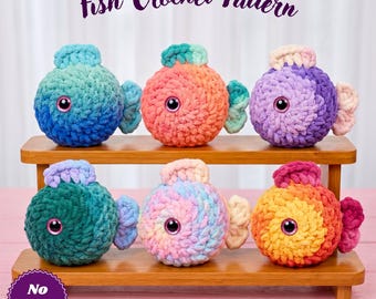 No Sew Fish Häkelanleitung PDF | Easy Amigurumi Ocean Fish Plüsch Häkelanleitung | Anfänger Chunky Yarn Häkeln Spielzeug | Digitaler Download