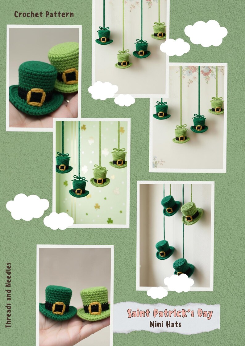 Crochet St Patrick's Day Crochet Mini Hat Pattern: Amigurumi Ornament ...