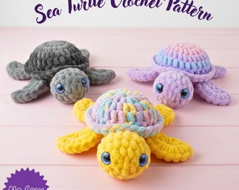No Sew Turtle Crochet Pattern PDF, Easy Amigurumi Sea Turtle, Plush Toy Pattern, Beginner Crochet, Instant Digital Download