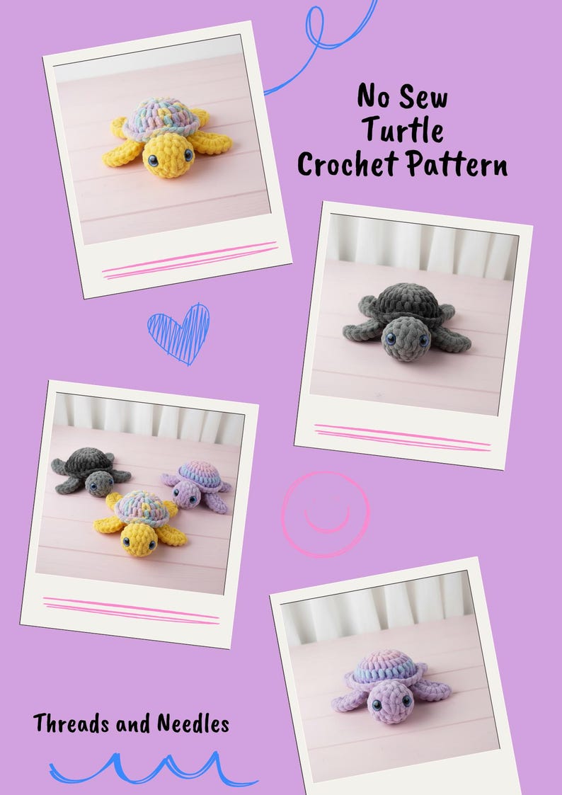 No Sew Turtle Crochet Pattern PDF, Easy Amigurumi Sea Turtle, Plush Toy ...