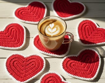 Easy Valentines Day Heart Crochet Coaster Pattern PDF, Mug Rug Pattern, Quick And Easy Beginner Friendly, Valentine Gift Decor Guide DIY