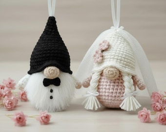 Mini Amigurumi Bride and Groom Gnomes: Cute Wedding Keepsake Gift, Crochet Patterns Wedding gnomes, Crochet Wedding Decor Ornaments DollsDIY