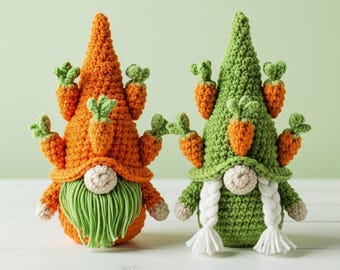 Crochet Easter Carrot gnome pattern 2 in 1, Crochet Easter gnome patterns, Crochet gnome amigurumi, Crochet food pattern, Gardener gift DIY