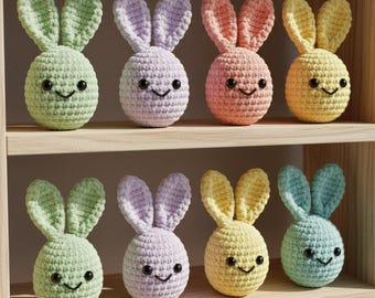 Häkelkaninchen Osterei Muster, häkeln Hase Amigurumi Häkelanleitung, Ostern Amigurumi Häschen Häkelanleitung, Einfaches Häkeln Dekor DIY, Häschen Ei Muster