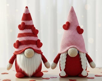 Valentinstag Gnom Amigurumi 2 in 1 Häkelanleitung, süßes handgemachtes Wohndekor, Herzzwerg, Valentinstag häkeln, DIY Digital Download PDF