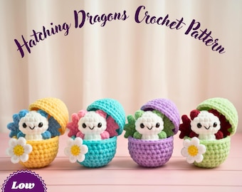 Baby Dragon Hatching Egg Crochet Pattern PDF | Cute Amigurumi Plush Dragon DIY | Low Sew Fantasy Egg Crochet Toy | Beginner Friendly Pattern