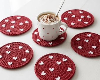 Valentinstag Herz Untersetzer Häkelanleitung PDF - Easy Beginner Pattern - Schnell und einfach Mug Rug Digitaler Download, Valentinstag Geschenk Dekor
