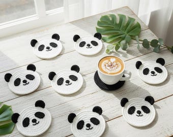 Panda Tea Coaster Crochet Digital Pattern PDF, Crochet gift, Crochet PDF tutorial, Handmade Animal Crochet Easy Beginner Friendly Guide