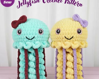Jellyfish Crochet Pattern PDF, No Sew Cute Amigurumi Jellyfish, Plush Sea Animal Crochet Pattern, Beginner Crochet Pattern, Instant Download