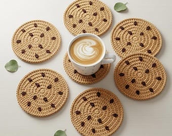 Chocolate Chip Cookie häkeln Untersetzer-Muster | Anfängerfreundliches PDF | DIY Urlaub Dekor Digitaler Download| Handgemachte Geschenkidee | Leicht zu Befolgen