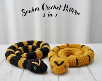 No Sew Snake Crochet Pattern PDF 2 in 1, Amigurumi Snake Pattern, Plush Snake Toy Crochet Pattern, Beginner Friendly Guide, Stuffed Animal
