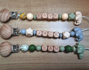 Personalisierte Holz Baby Schnullerkette, handgemachte Schnullerkette