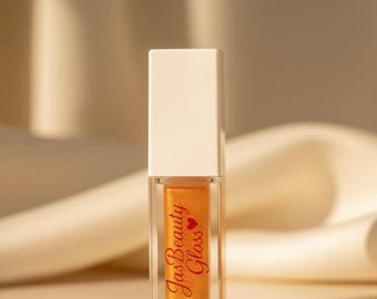 Brillo de labios naranja, brillo orgánico besado por el sol, vibrante, hidratante, maquillaje simple, regalo.