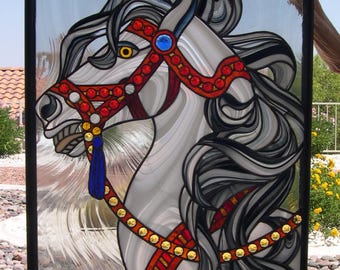 Stained Glass Whirligirl Horse with Jewels (819)