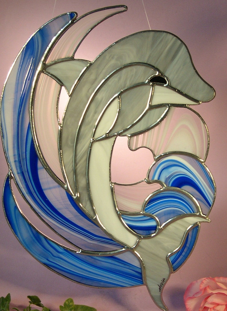 Stained Glass Dolphin | Etsy