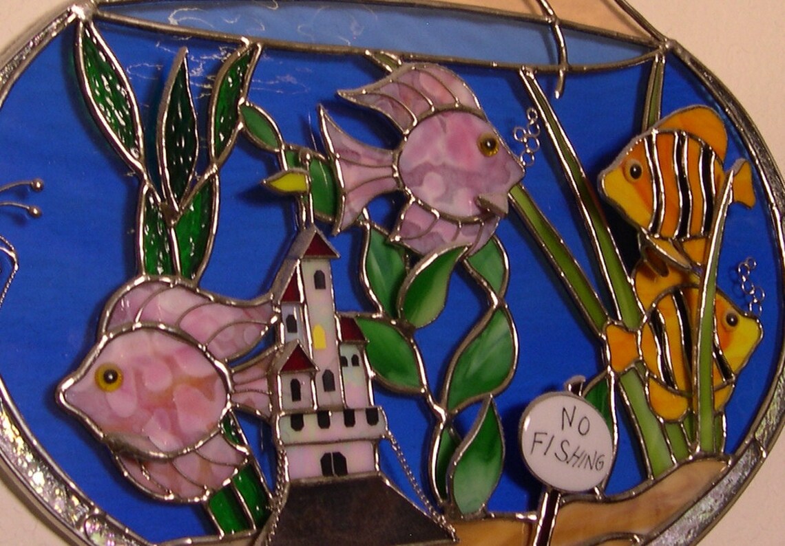 Stained Glass Fish Bowl 3 Dimensional Etsy