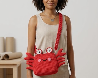 Handmade crochet crab bag
