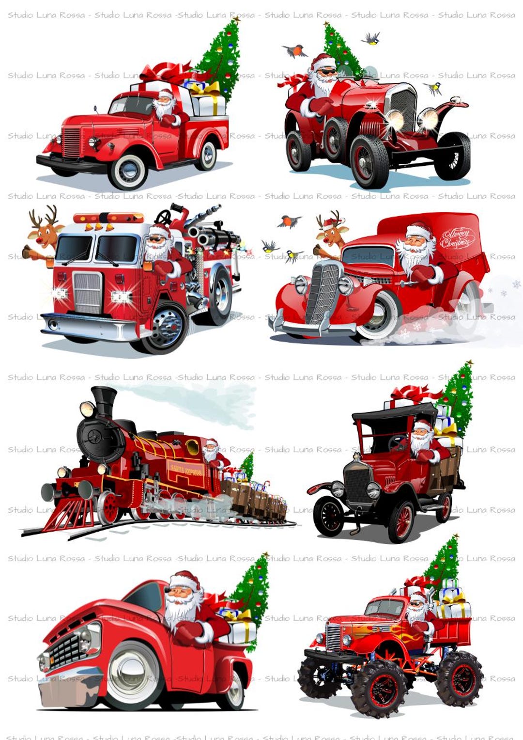 Christmas Vehicles Decoupage Rice Paper A4, for Scrapbooks, Journals ...