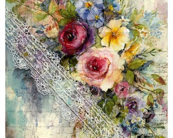 Decoupage Rice Paper A4 Vintage Rose Flowers #13, for Scrapbooks ...