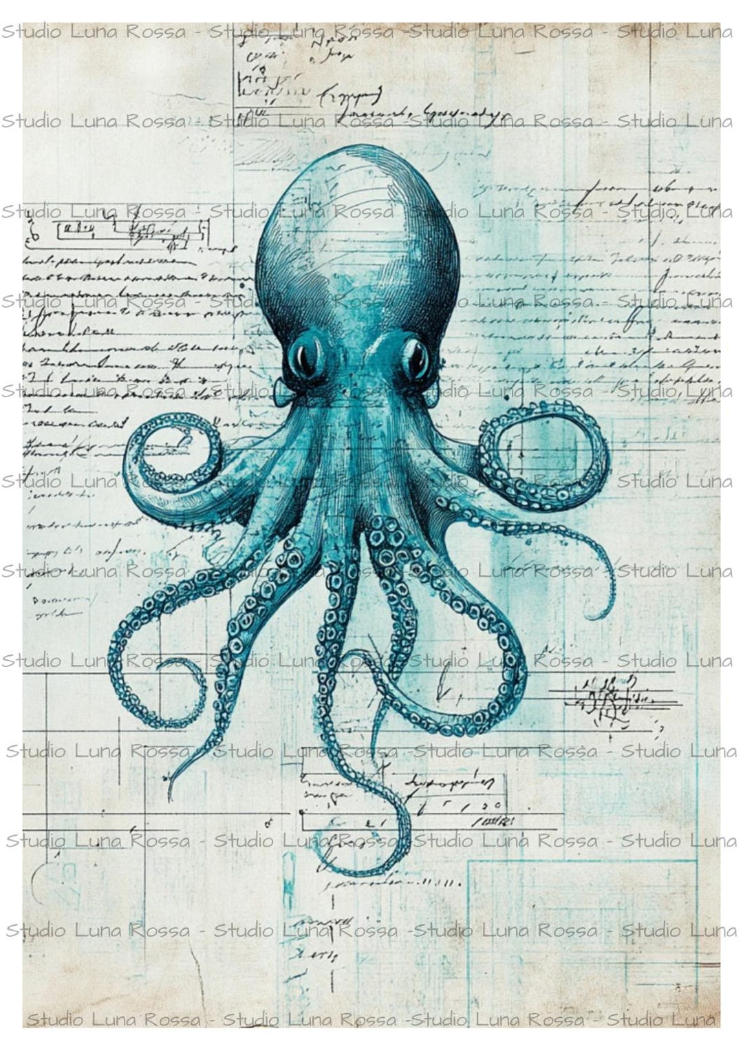 Vintage Octopus Rice Paper A4, Antique Scientific Nautical Decoupage ...
