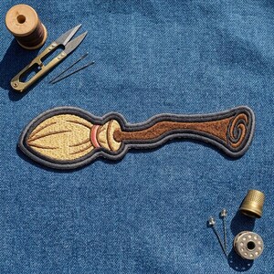 Embroidered Broom Patch – Witchy Magic Applique for Jacket Backpack Hat