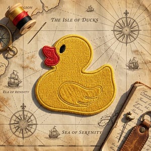 Rubber Duck Embroidered Patch – Iron-On Sew-On Cute Bath Toy Applique for Jacket Backpack Hat