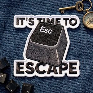 Escape Key Embroidered Patch – Funny Computer Gamer Applique for Jacket Backpack Hat