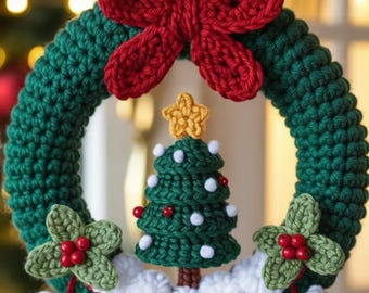 かぎ針編みのクリスマスリースのパターン：トナカイ（PDF） - Etsy 日本