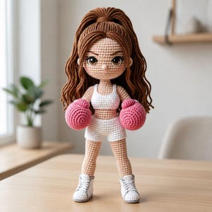Boxer Doll Amigurumi Crochet Pattern PDF – Fitness Girl Plush Toy DIY