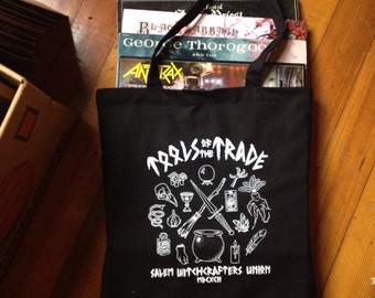 TOOLS of the trade salem witchcraft TOTE BAG recycled materials