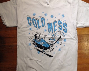 COLD MESS ski team 100% American made ring spun combed cotton tee extra nice