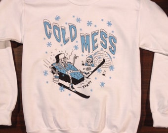 COLD MESS crew neck SWEAT white gildan 50/50 blend