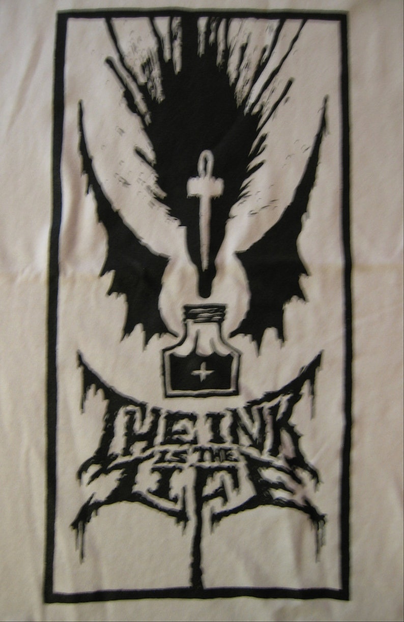 CHEAPO the ink is the life METAL LOGO white tee gildan 2000 image 1