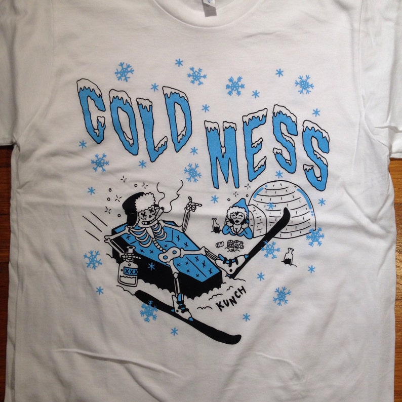 COLD MESS ski team 100% American made ring spun combed cotton tee extra nice image 2