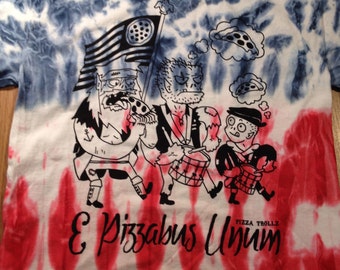 Limited edition FLAG TIE DYE pizza trollz e pizzabus unum spirit of 76 on gildan heavy cotton